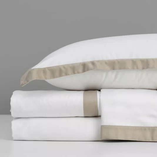 Jogo De Lençol King Bamboo Artelassê Branco/Kaki