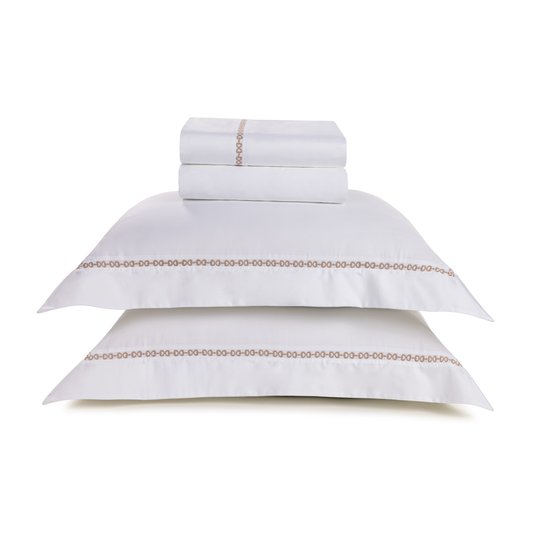 Jogo De Lençol Casal Montaggio 300 Fios Trussardi Branco/Carvalho 2,20 x 2,80 m