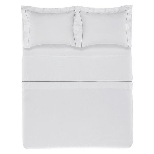 Jogo De Lençol Casal Portello 300 Fios Trussardi Branco e Ardósia 2,20 x 2,80 m