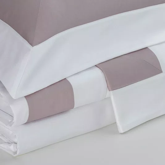 Jogo de Lençol Queen Montblanc 400 Fios Artilassê Branco/Rosa