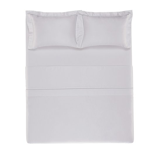Jogo De Lençol Queen Montale 600 Fios Trussardi Branco e Platino 2,40 x 2,80 m