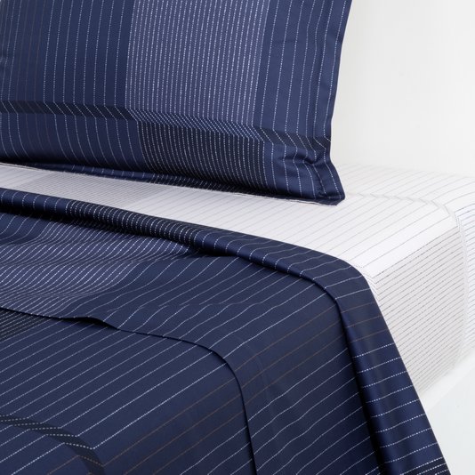 Jogo de Lençol Queen Tennis Stripes Boss Home Azul Marinho