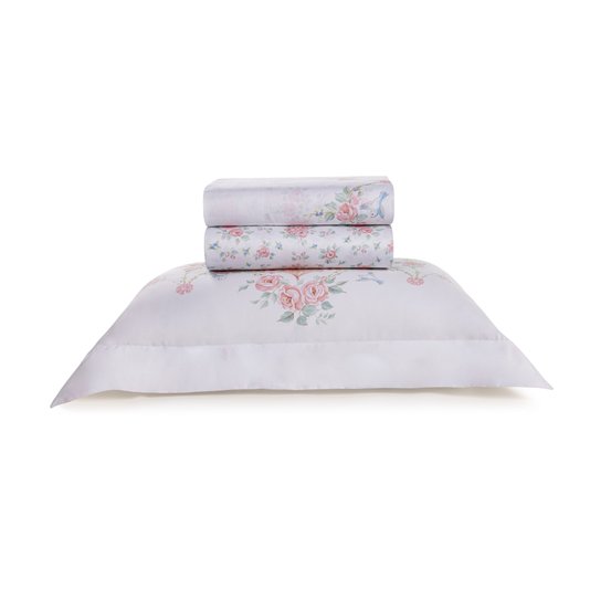 Jogo De Lençol Solteiro Piccini 300 Fios Trussardi Cetim 1,70 x 2,80 m