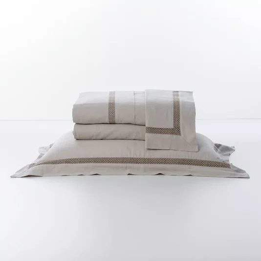 Jogo De Lençol King Square Linho Artelassê Kaki