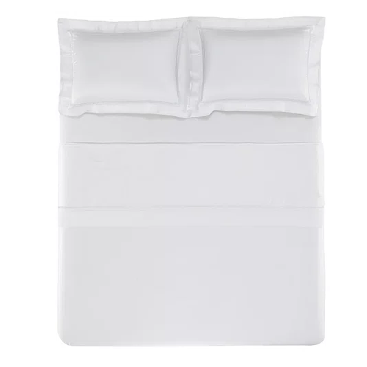 Jogo De Lençol Super King Contessina 300 Fios Bambu Trussardi Branco 2,80 x 2,80 m