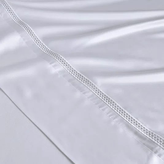 Jogo De Lençol Super King Contessina 300 Fios Bambu Trussardi Branco 2,80 x 2,80 m