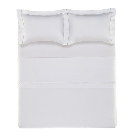 Jogo De Lençol Super King Girelli Bambu 300 Fios Trussardi Branco/Platino 2,80 x 2,80 m