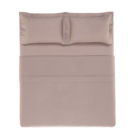 Jogo De Lençol Super King Marconi 300 Fios Trussardi Nocciola e Legno 2,80 x 2,80 m