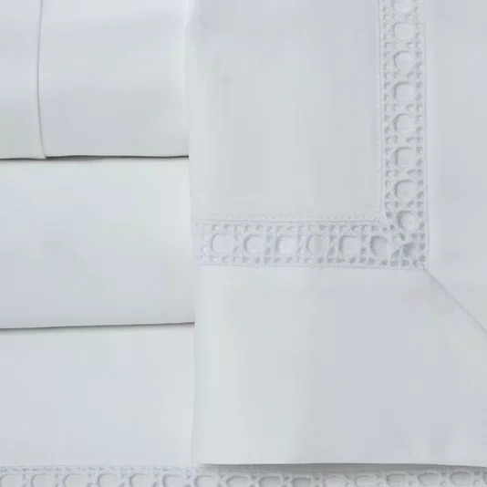 Jogo De Lençol Queen Trellis 1000 Fios Artelassê Branco