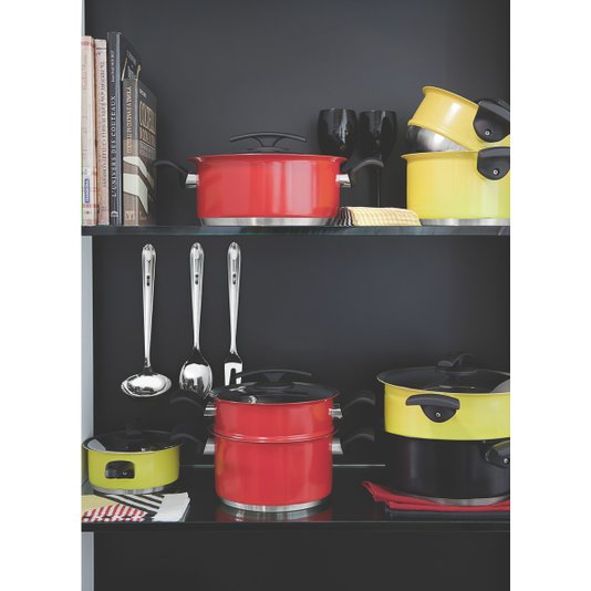Jogo de Panelas 5 Peças com Fundo Triplo Duo Color Tramontina em Aço Inox Vermelho