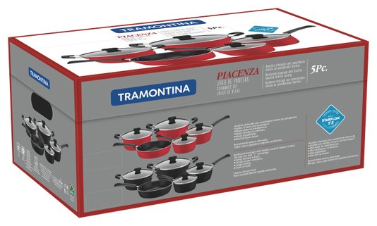 Jogo de Panelas 5 Peças Piacenza Alumínio Preto Tramontina 
