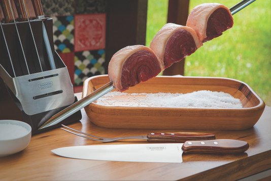 Jogo de Facas com Cepo 5 Peças para Churrasco Polywood Natural Tramontina