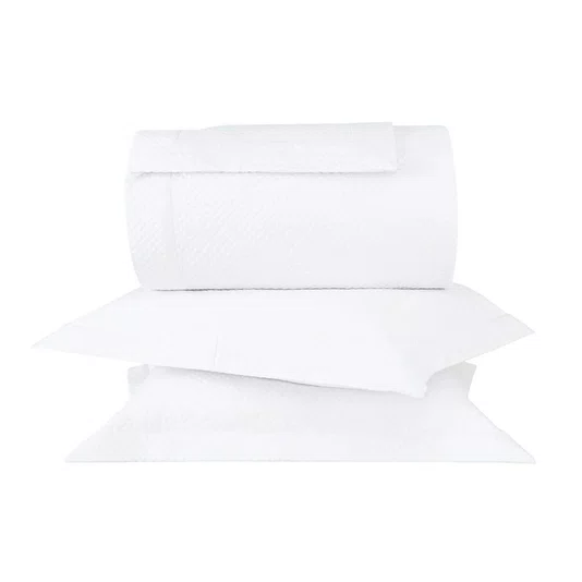 Kit 03 Peças Colcha Queen Splendore 300 Fios Buddemeyer Luxus Branco 2,75 x 2,60 m