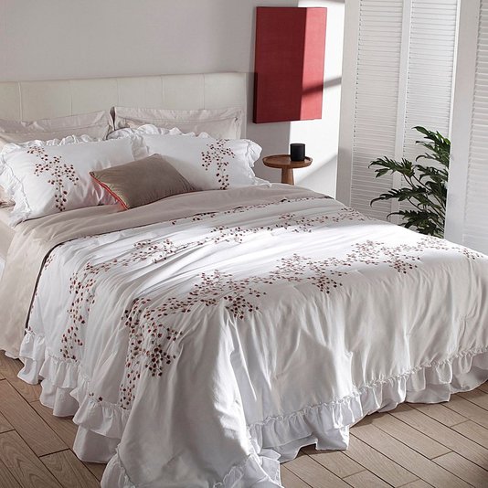 Kit 03 Peças Colcha Super King Arles Buddmeyer Luxus Branco