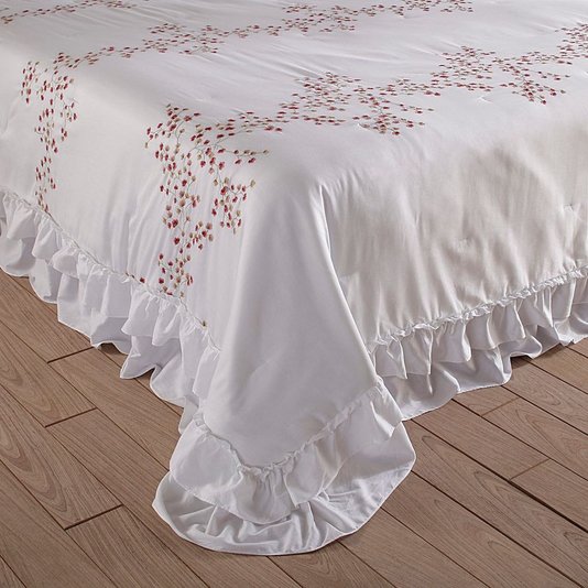 Kit 03 Peças Colcha Super King Arles Buddmeyer Luxus Branco