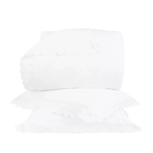 Kit 03 Peças Colcha Super King Arlo Buddemeyer Luxus Branco 3,10 x 2,60 m