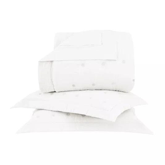 Kit 03 Peças Colcha Super King Eloise Buddemeyer Luxus Prata 3,10 x 2,60 m