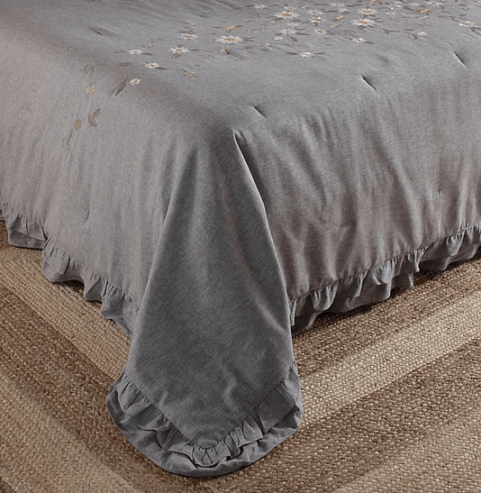 Kit 03 Peças Colcha Super King Gardella Buddemeyer Luxus Cinza