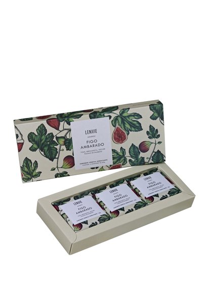 Kit 03 Sabonetes Em Barra Figo Ambarado Lenvie