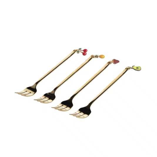 Kit 04 Garfos Dourados com Pingente Cromus