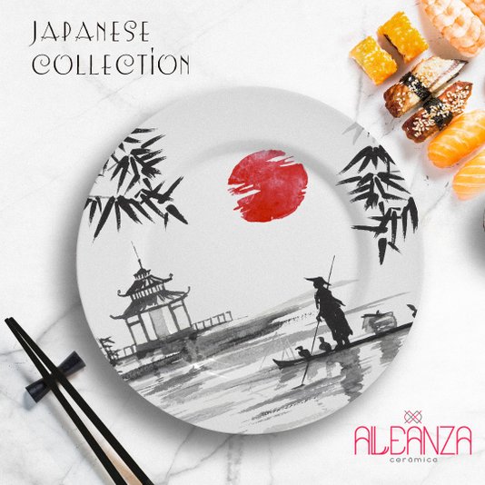 Kit 06 Peças Japanese Collection com Mini Molheira Alleanza Cerâmica 