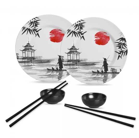 Kit 06 Peças Japanese Collection com Mini Molheira Alleanza Cerâmica 
