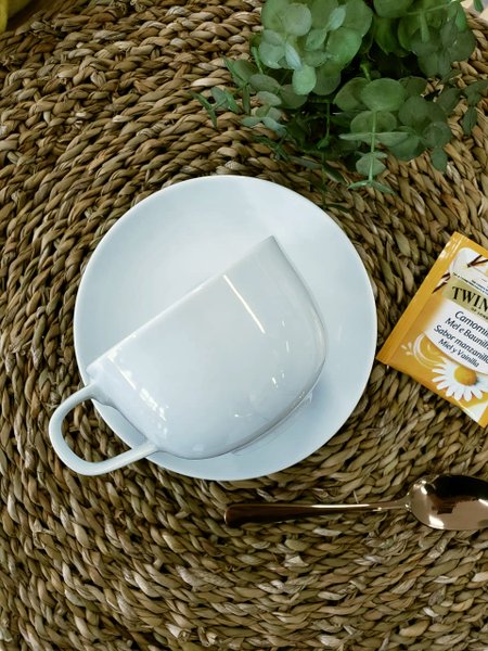 Kit 06 Xícaras de Chá com Pires Natureza Germer Branco
