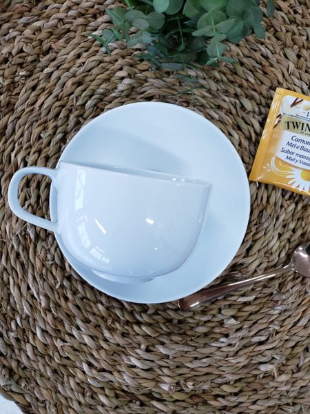 Kit 06 Xícaras de Chá com Pires Natureza Germer Branco