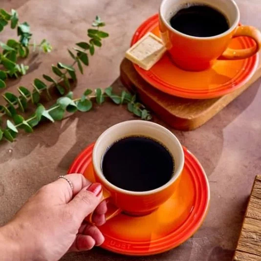 Kit 2 Canecas Com Pires 200 ml Le Creuset Laranja