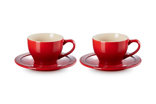 Kit 2 Canecas Espresso Com Pires Le Creuset Vermelho 70 ml