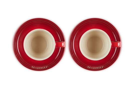 Kit 2 Canecas Espresso Com Pires Le Creuset Vermelho 70 ml
