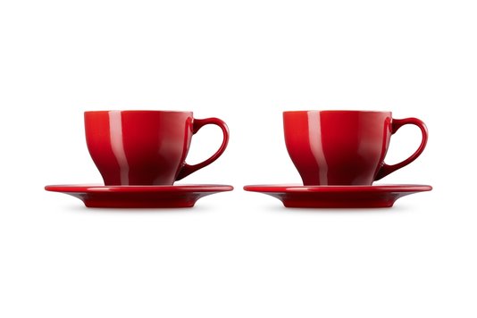 Kit 2 Canecas Espresso Com Pires Le Creuset Vermelho 70 ml