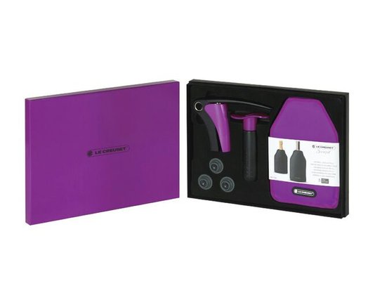 Kit 3 Peças Saca Rolha Bomba e Cooler Le Creuset Purple Shiny