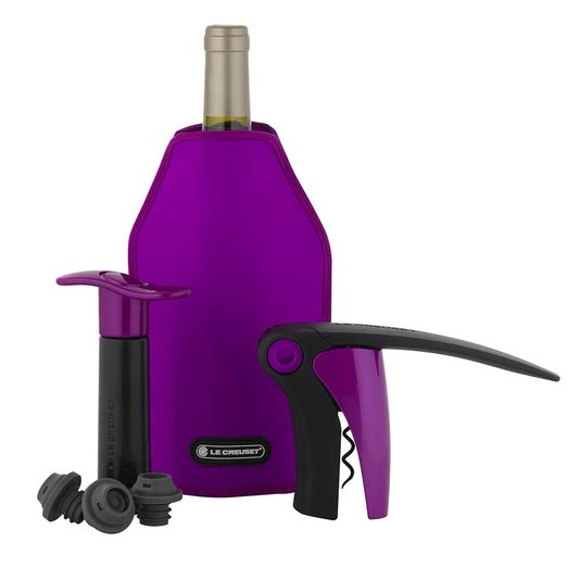 Kit 3 Peças Saca Rolha Bomba e Cooler Le Creuset Purple Shiny