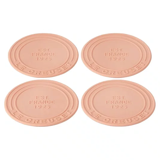 Kit 4 Porta Copos de Silicone Le Creuset Pêche 10 cm