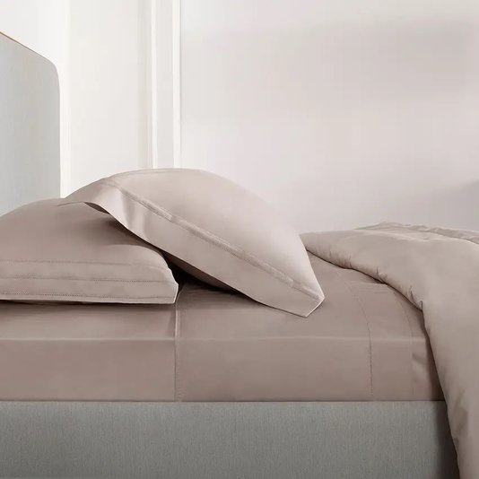 Kit Capa para Edredom Queen Dallas II 600 Fios Buddemeyer Luxus Bege Champagne 2,60 x 2,40 m