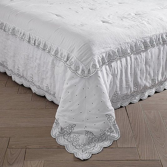 Kit Colcha 3 Peças Extra King Guida Buddemeyer Luxus Branca