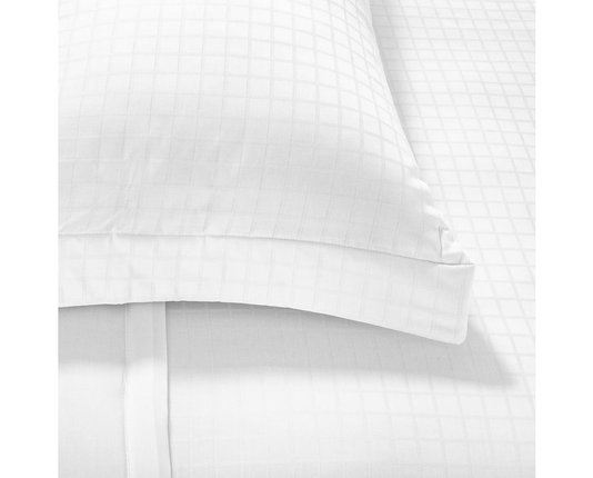 Kit Colcha Super King 300 Fios Damask Square Buddemeyer Branco 2,90 x 2,50 m