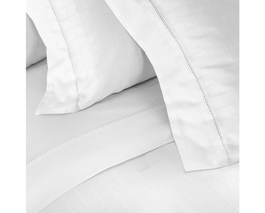 Kit Colcha Super King 300 Fios Damask Square Buddemeyer Branco 2,90 x 2,50 m