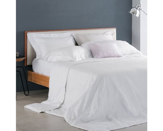 Kit Colcha Super King 300 Fios Damask Square Buddemeyer Branco 2,90 x 2,50 m