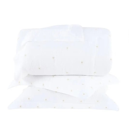 Kit Colcha Super King Floretta Buddemeyer Luxus Branco 3,14 x 6,62 m