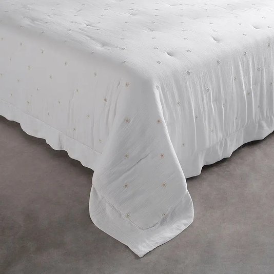 Kit Colcha Super King Floretta Buddemeyer Luxus Branco 3,14 x 6,62 m