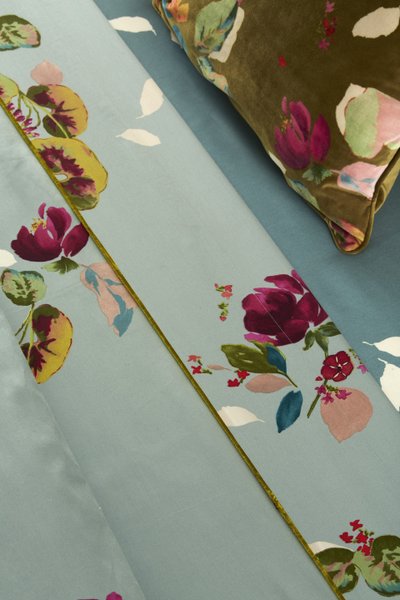 Lençol com Elástico Eaux Queen 300 Fios Algodão Orgânico Yves Delorme Estampado 1,60 x 2,00m