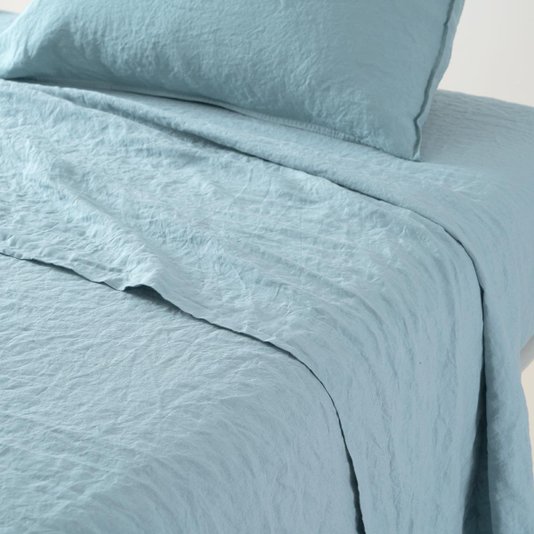 Lençol com Elástico Queen Originel Linho Azul Oceano 1,60 x 2,00 cm