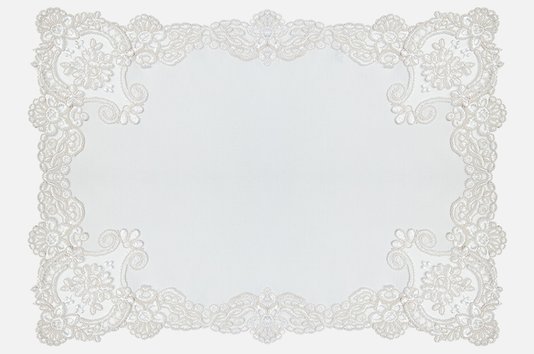 Lugar Americano Tecido Poliéster Borda Rendada Manu Fisch Branco 40x55cm