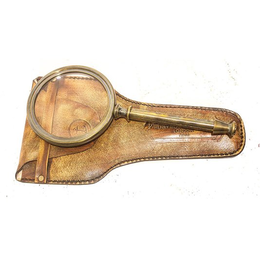 Lupa de Metal e Coldre de Couro Antica 11 x 25 cm Lupa de Metal e Coldre de Couro Antica 11 x 25 cm