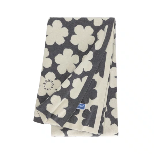 Manta em Tricô K Hanadot Kenzo Home Cinza 130 x 170 cm