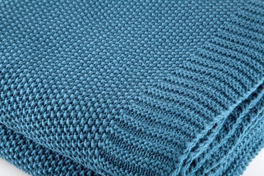 Manta Loom Tricô 100% Algodão By The Bed Azul 125 x 150 cm