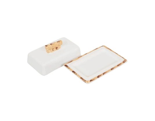 Manteigueira Bambu Scalla Cerâmica Branco