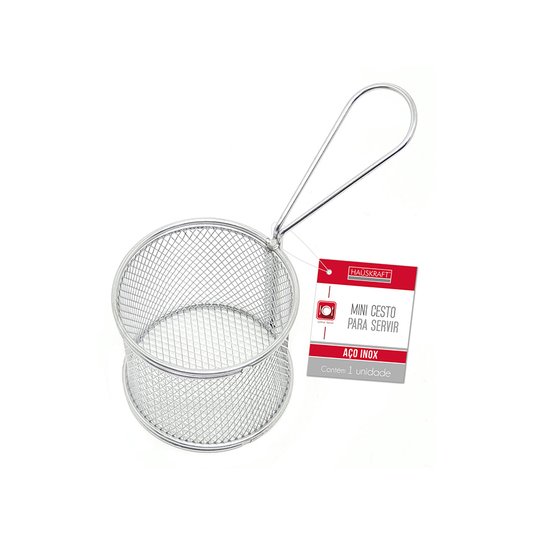 Mini Cesto Para Servir Redondo Haüskraft Ricaelle Prata 17cm